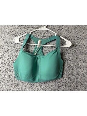 Adore Me Sports Bra 36DD Bristol Blue Teal Front Zip Racerback NWT